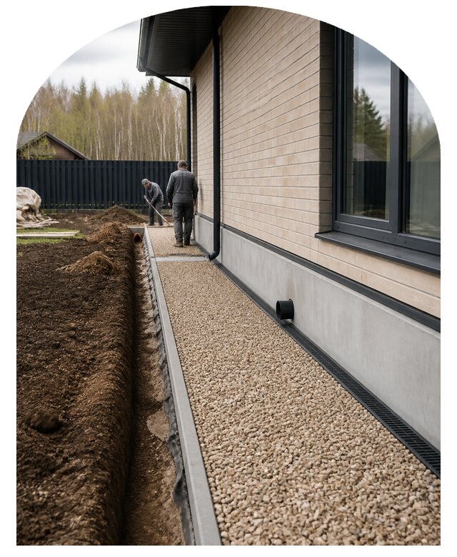 Мягкая отмостка под ключ в Юбилейном по цене от 3606 р. | Метпроект-Юбл